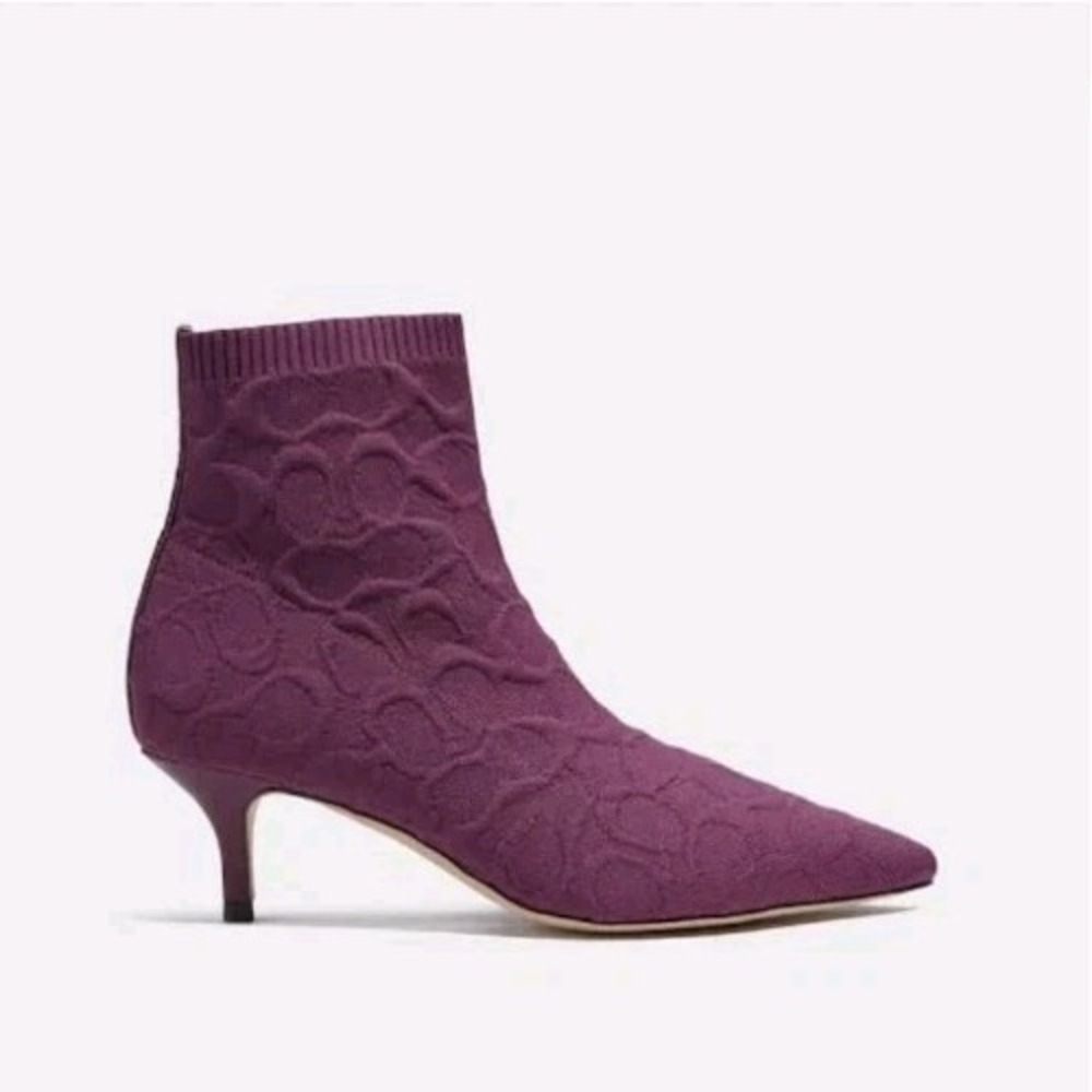 Coach Jade Bootie Deep‎ Berry 6 Womans Heels Pump Pointed Office Date Night NEW